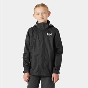 Helly Hansen Boys Medium Black Loke Hooded Jacket Full Zip Outdoor Hiking O9-7